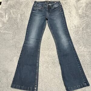 Silver Jeans Womens 26 x32 (27x30) Suki Mid Flare Blue Western Contrast Stitch
